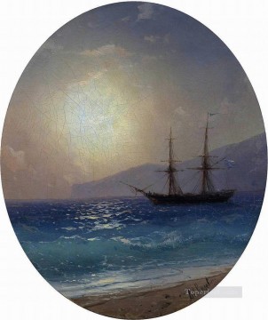 velero bajo la puesta de sol Romántico Ivan Aivazovsky Ruso Pinturas al óleo